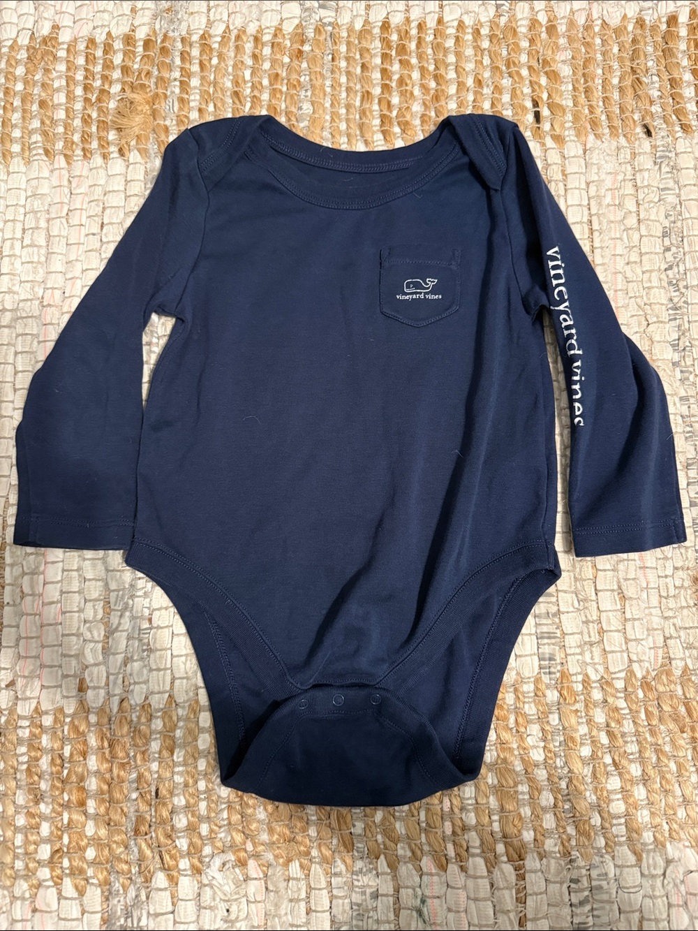 Vineyard Vines Navy Long-Sleeve Baby One-Piece
